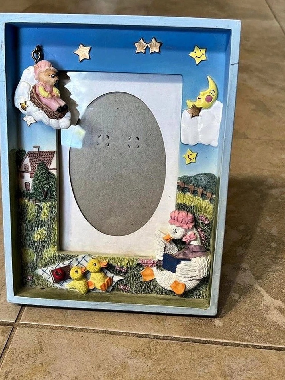 Whimsical 3D Blue & Green Picture Frame
